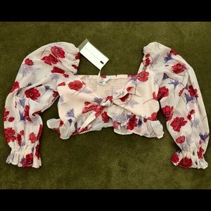 Endless Rose Darling Poppy Front Tie Crop Top